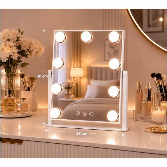 Lustro kosmetyczne LED 25x30cm białe -zdjęcie numer 2