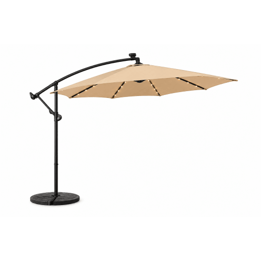 Parasol ogrodowy 300cm LED beżowy ciemny -zdjęcie numer 13