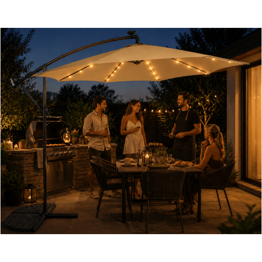 Parasol ogrodowy 300cm LED beżowy ciemny -zdjęcie numer 19