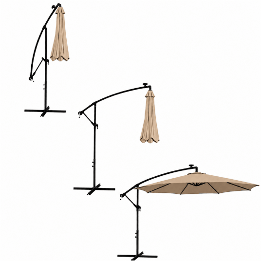 Parasol ogrodowy 300cm LED beżowy ciemny -zdjęcie numer 18