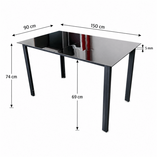 Stół aluminiowy 150x90 szklany ZMO-A-2-S -zdjęcie numer 7