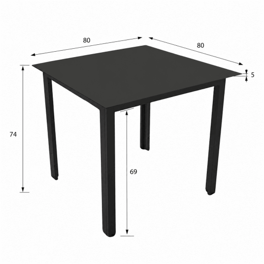 Stół aluminiowy 80x80 szklany ZMO-A-1-S -zdjęcie numer 6