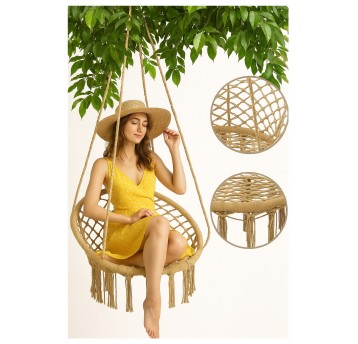 Bocianie gniazdo 70cm krzesło brązowe z poduszką