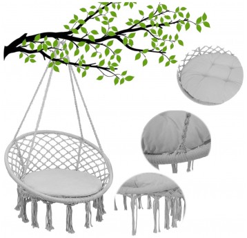 Bocianie gniazdo 80cm krzesło szare j. z poduszką