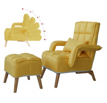 Fotel rozkładany S1408 żółty muszdardowy