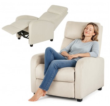 FR01 Fotel rozkładany beżowy welur