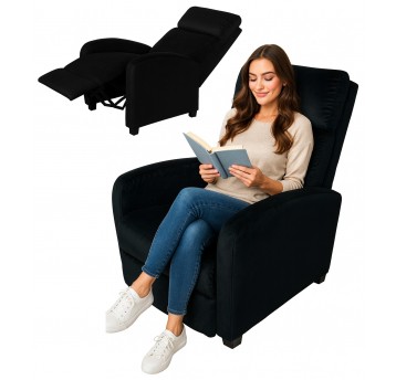 FR01 Fotel rozkładany czarny welur