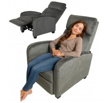 FR01 Fotel rozkładany szary jasny welur