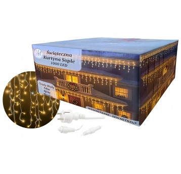 Kurtyna sople 1000 LED ciepły biały