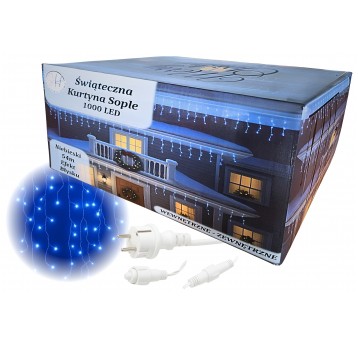 Kurtyna sople 1000 LED niebieski