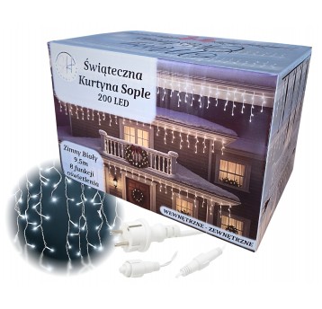 Kurtyna sople 200 LED zimny biały