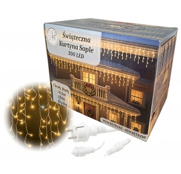 Kurtyna sople 300 LED ciepły biały