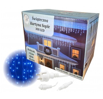 Kurtyna sople 300 LED niebieski