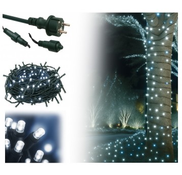 Lampki choinkowe zewnętrzne 300 LED zimny biały