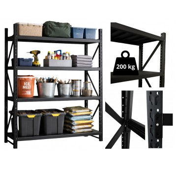 RM03 Regał magazynowy 200x200x50 Czarny 200kg