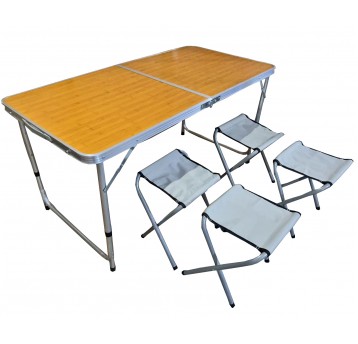 Stół turystyczny 120x60 kolor drewno komplet