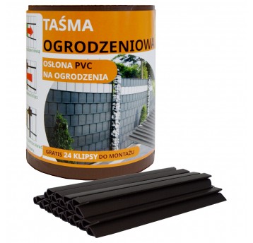 Taśma ogrodzeniowa 19cm PVC brązowa