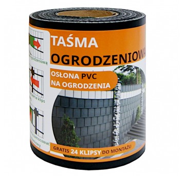 Taśma ogrodzeniowa 19cm PVC czarna