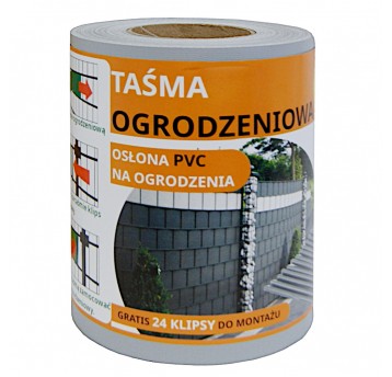Taśma ogrodzeniowa 19cm PVC szara