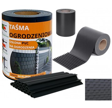 Taśma ogrodzeniowa 19cm PVC szara/grafit