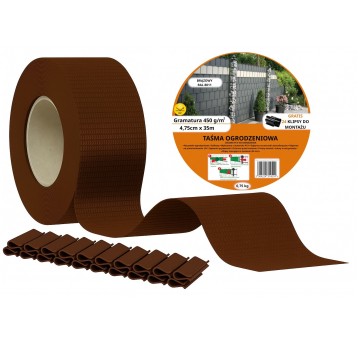 Taśma ogrodzeniowa 4,75 PVC BRĄZOWA 8szt opak zbio