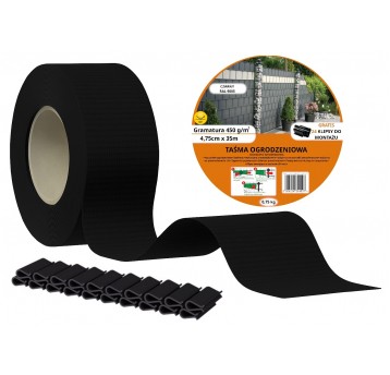 Taśma ogrodzeniowa 4,75 PVC CZARNA 8szt opak zbior