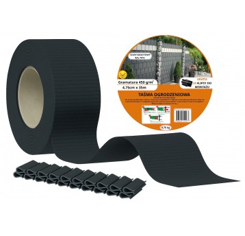 Taśma ogrodzeniowa 4,75 PVC GRAFIT 8szt opak zbior