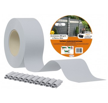 Taśma ogrodzeniowa 4,75 PVC SZARA 8szt opak zbior
