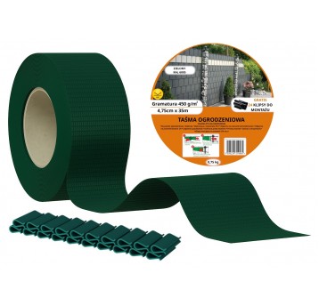 Taśma ogrodzeniowa 4,75 PVC ZIELONA 8szt opak zbio